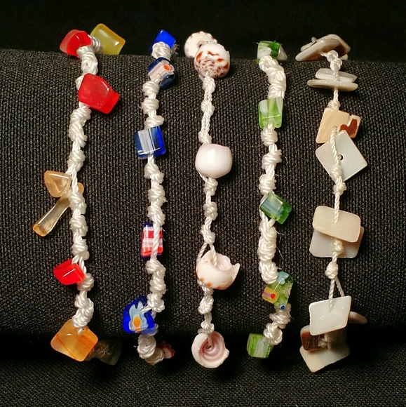 5 Sea Shell & Colorful Stone Beach Bracelets - Lot - Picture 5 of 6